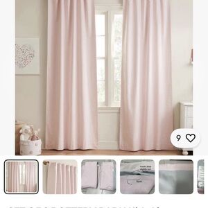 Vintage Pottery Barn Kids 100% Cotton Pastel Pink Black Out Curtain Panels 2